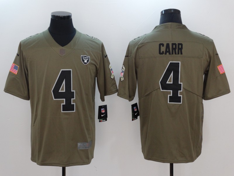 Men Oakland Raiders #4 Carr Nike Olive Salute To Service Limited NFL Jerseys->carolina panthers->NFL Jersey
